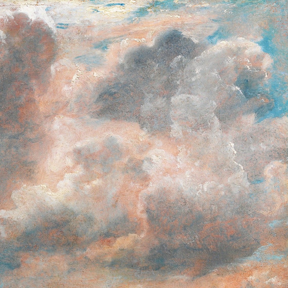 Classic Cloud Study Oil Painting Pink Gray Dramatic Sky Poster - Image 3