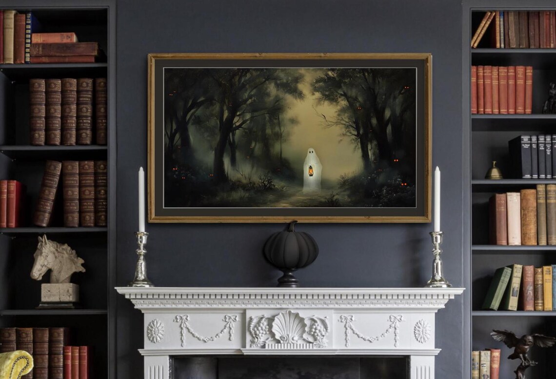 Halloween Ghost Background, Spooky Haunted Forest - Image 2