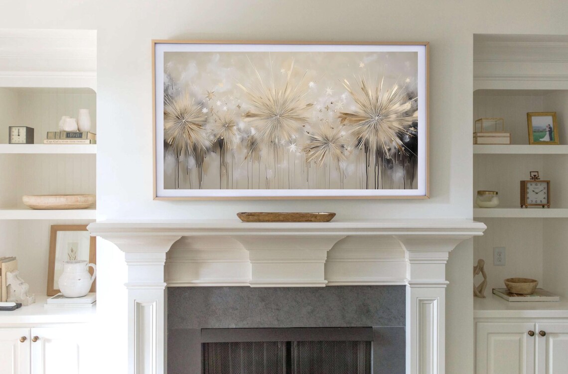 New Years Eve Abstract Firework Art Print, Gold Black - Image 3