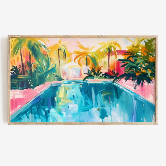 Colorful Summer Tropical Pool TV Art Print
