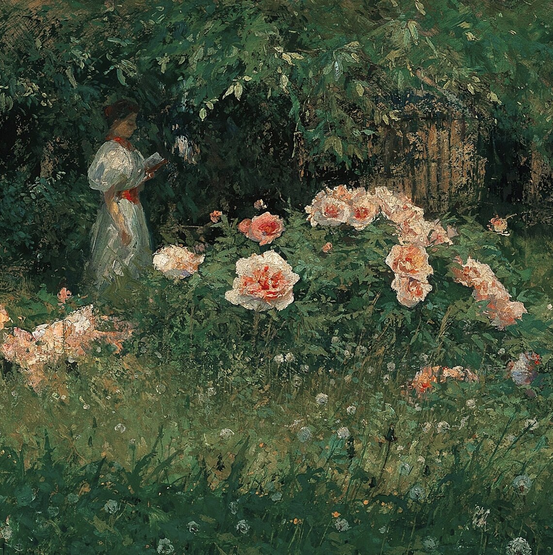 Vintage Rose Garden Woman Reading Antique Impressionist Poster - Image 5