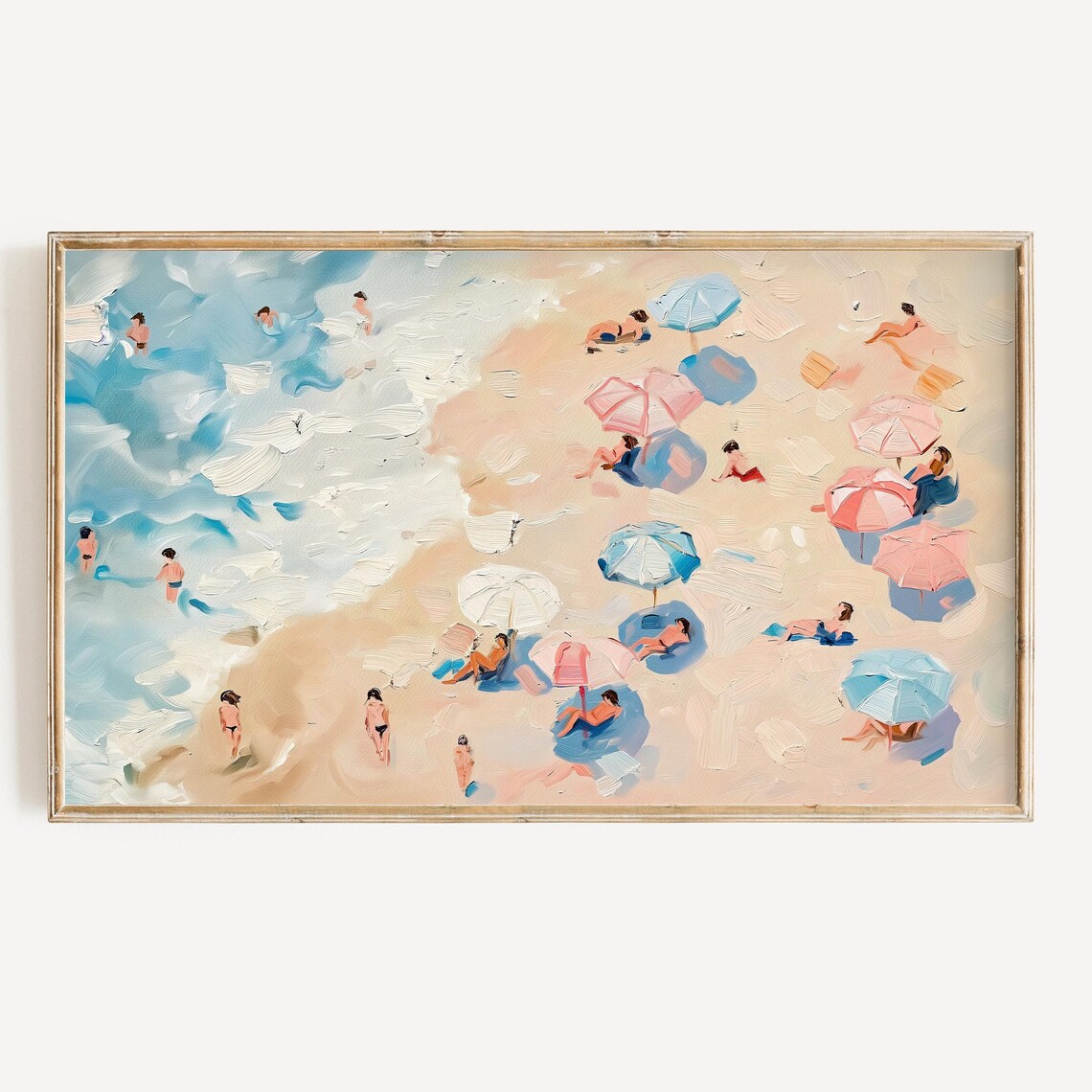 Summer Beach Abstract Art Print, Pastel Textured