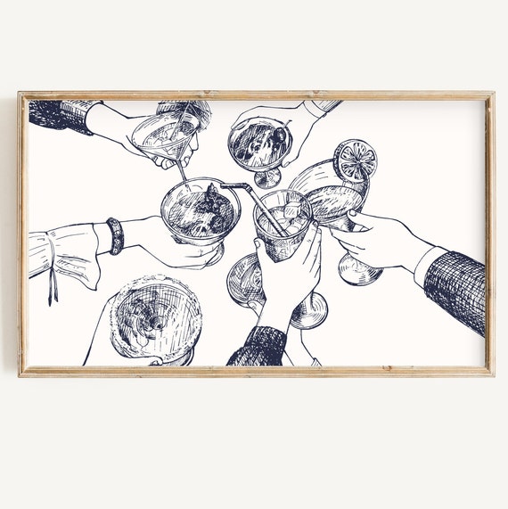 Frame Tv Art Party Birthday Or New Years Eve Frame Tv Art File New Year Celebration Cheers Black White Illustration