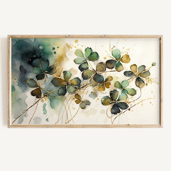 St. Patrick's Day Abstract Clovers Watercolor Art Print