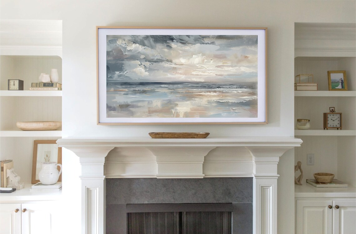 Abstract Ocean Summer Art Print, Neutral Coastal Seascape - Image 2