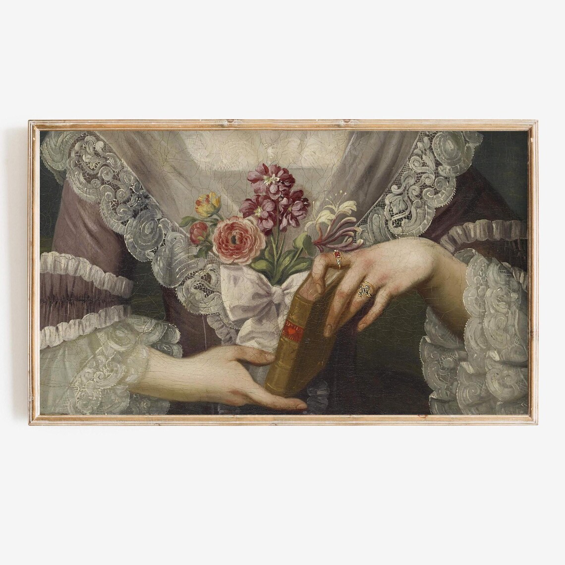 Vintage Hands Holding Book With Flowers Lace Romance Novel Art Print