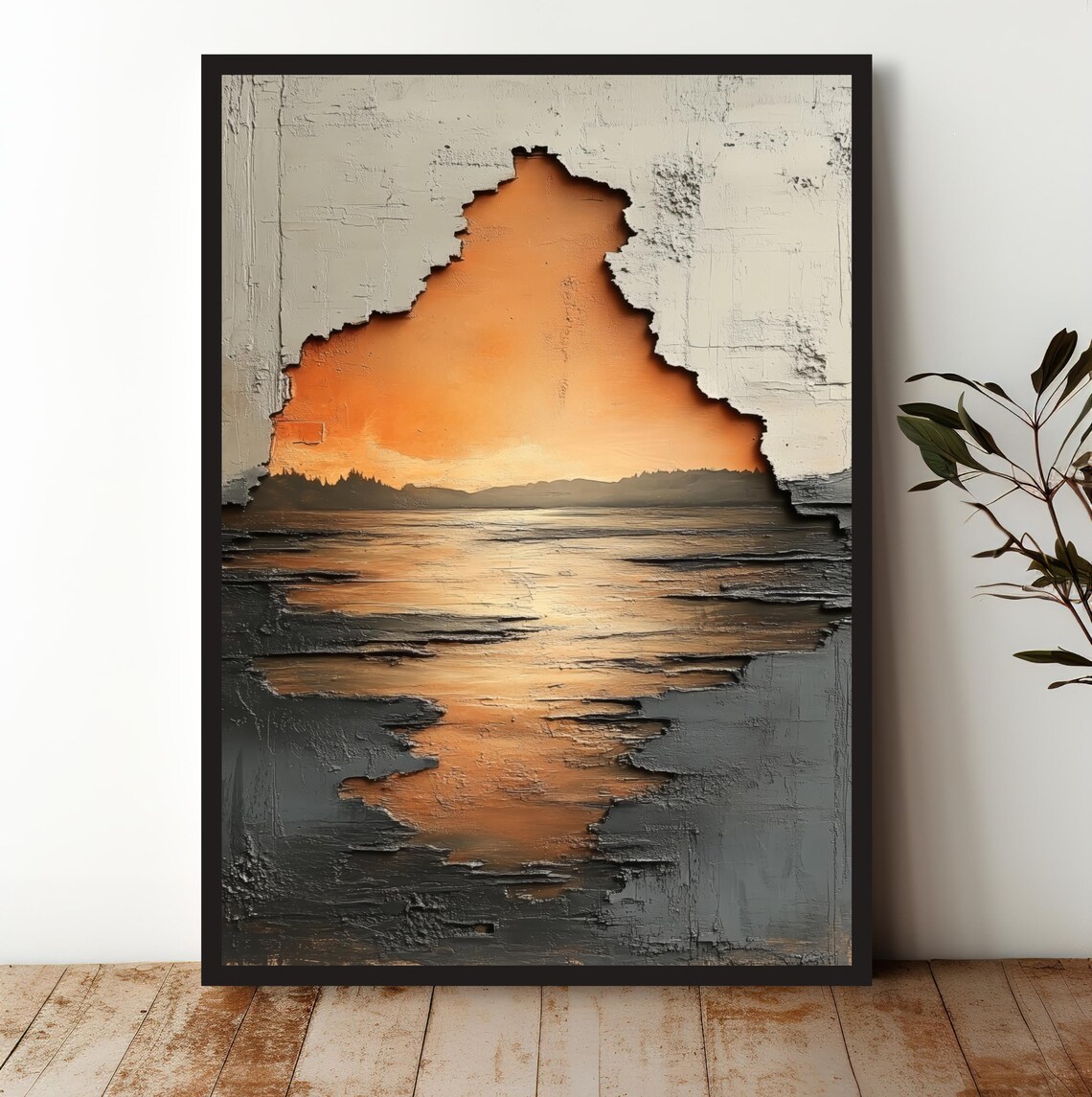 Textured Abstract Landscape, Modern Rustic Decor