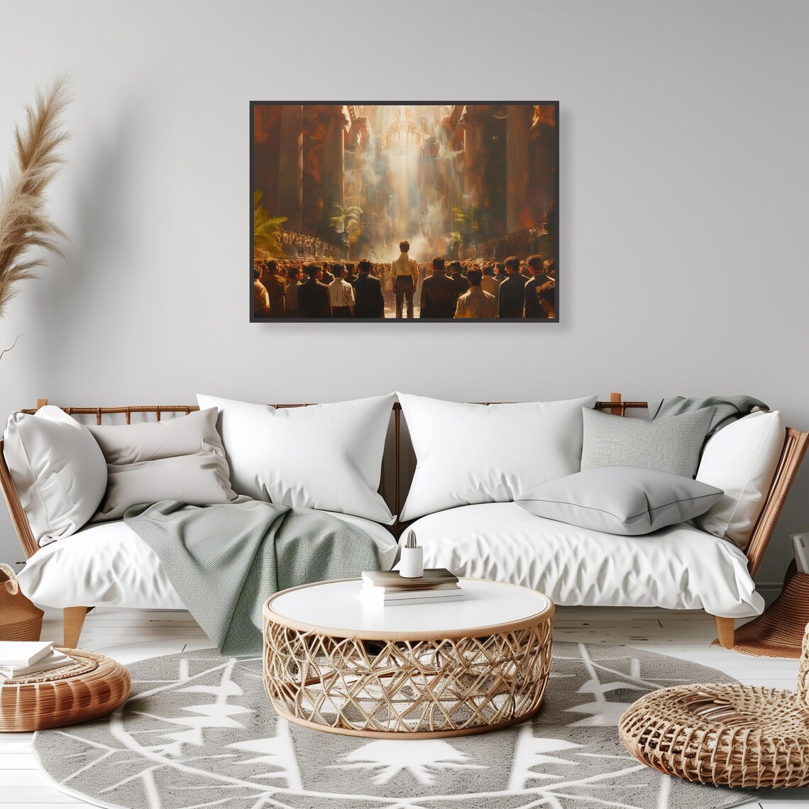 Glowing Heavenly Sanctuary Crowd Faith Inspired Spiritual Art Print - Image 2