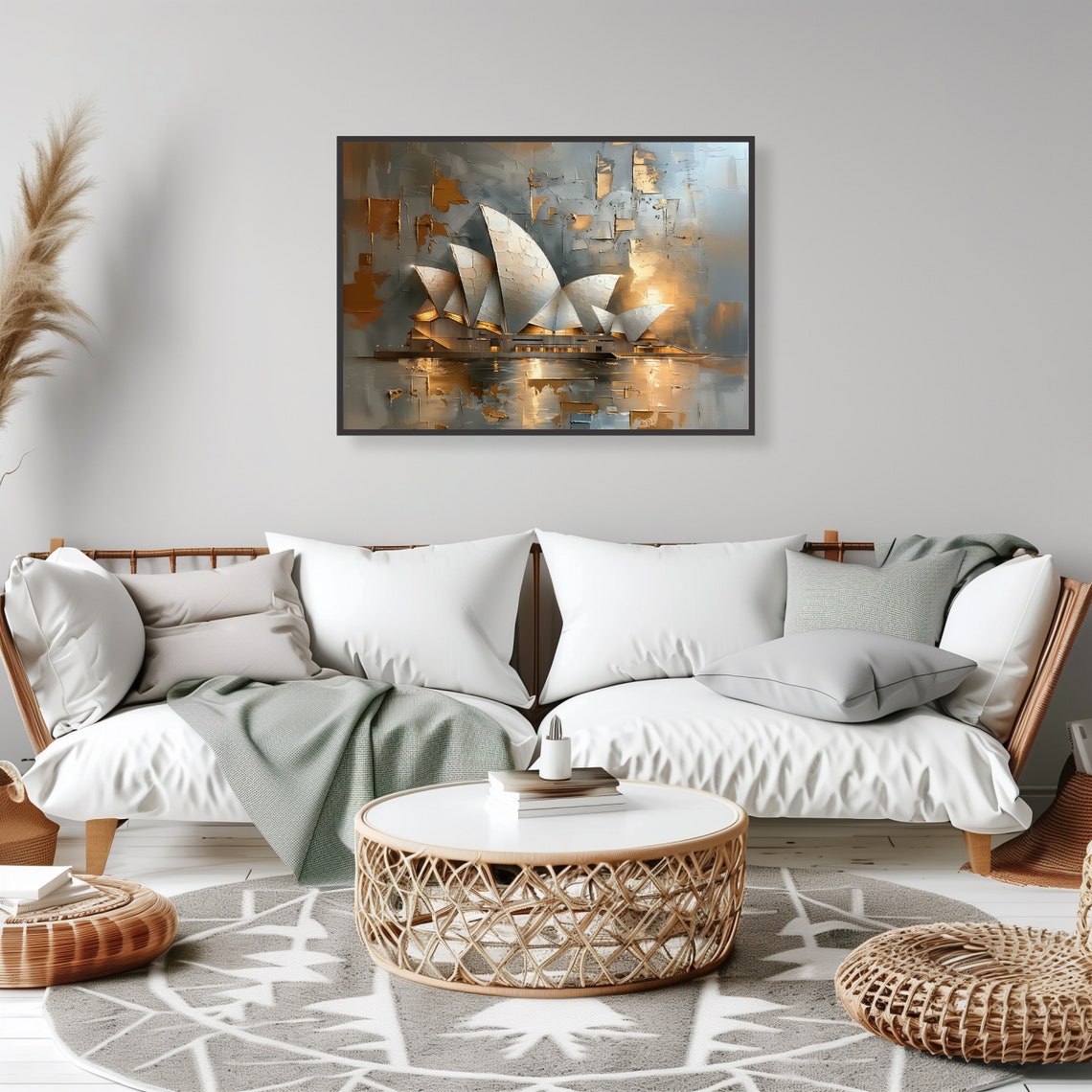 Sydney Opera House Gold Grey Impasto Elegant Australia Travel Poster - Image 2