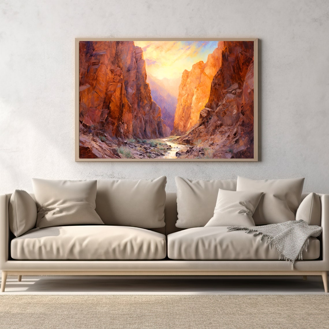 Art Of Desert Light Nature Scene Print On Beautiful Original Landscape Impressionist Painting Cottagecore Western Art - Image 2