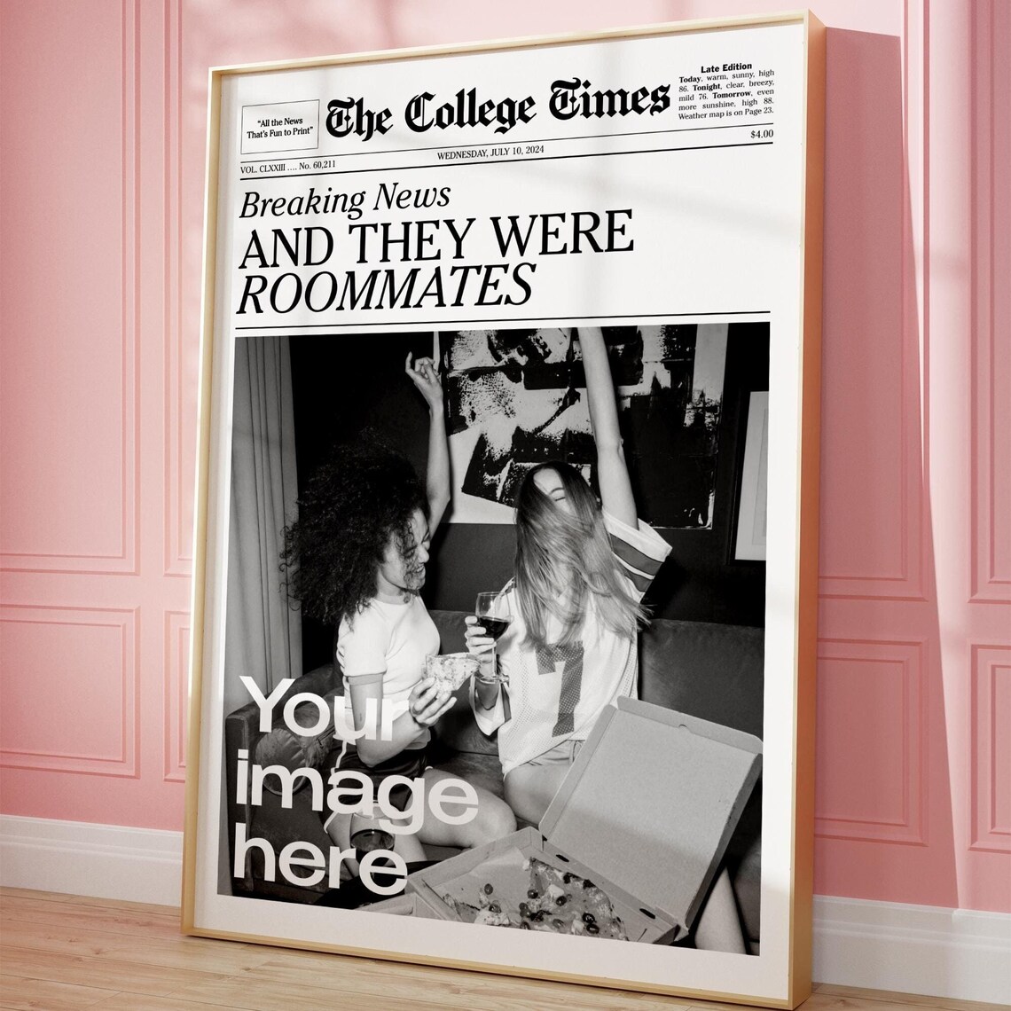 Custom Newspaper Print And They Were Roommates Poster
