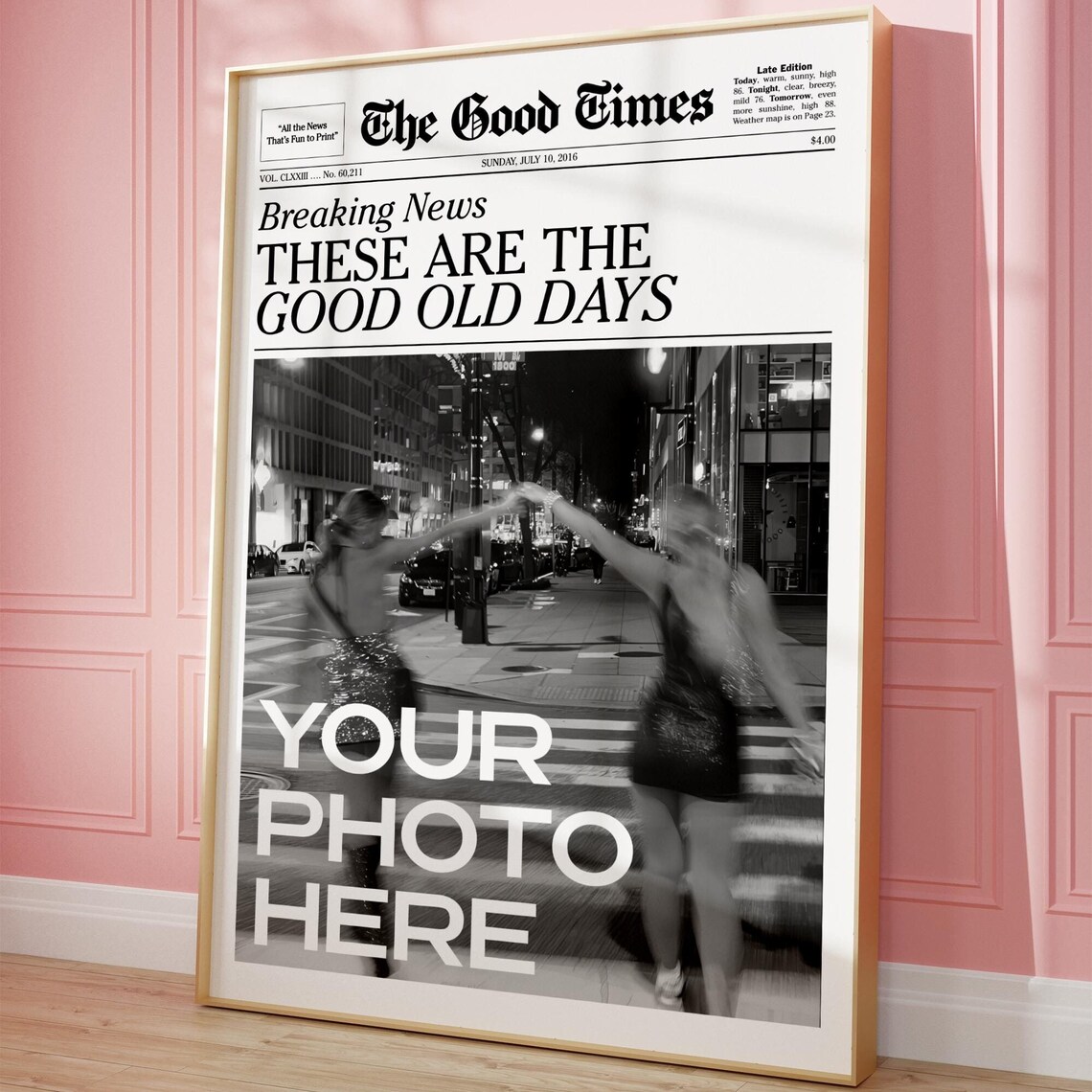 Custom Newspaper Print, Personalized Newsprint Poster