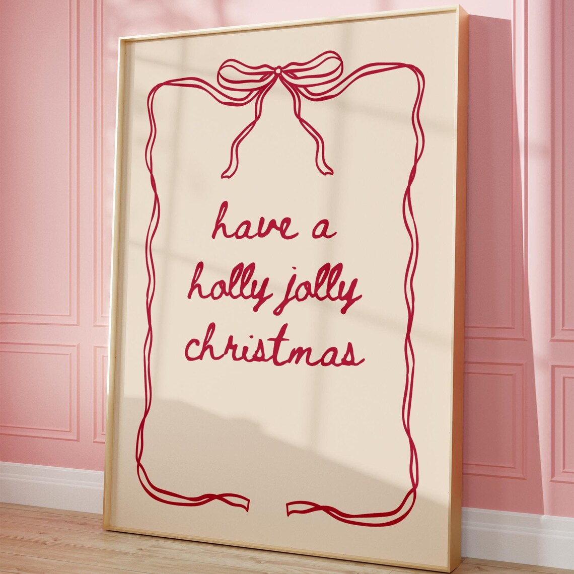 Have A Holly Jolly Christmas Coquette Bow Art Print