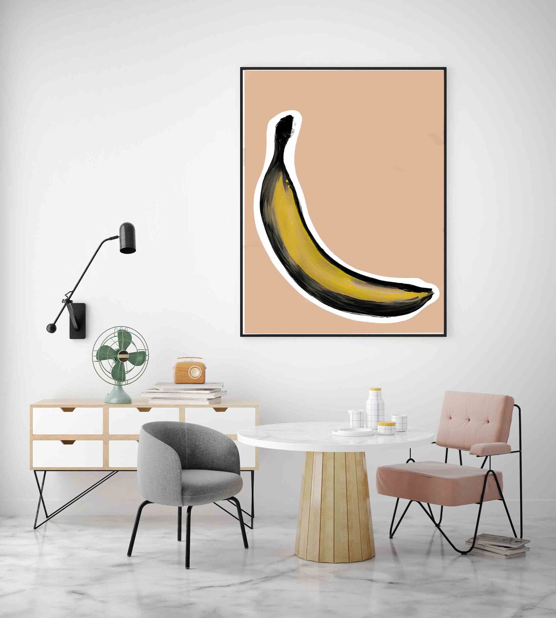 Banana Pop Art Bold Yellow Fruit Modern Whimsical Kitchen Poster - Image 2