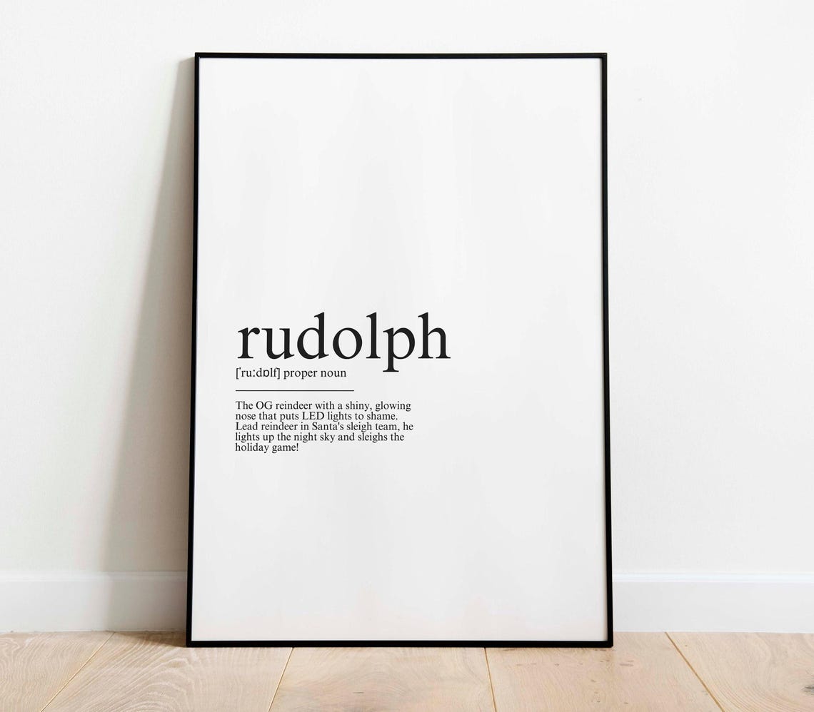 Rudolph Dictionary Definition Reindeer Christmas Funny Poster