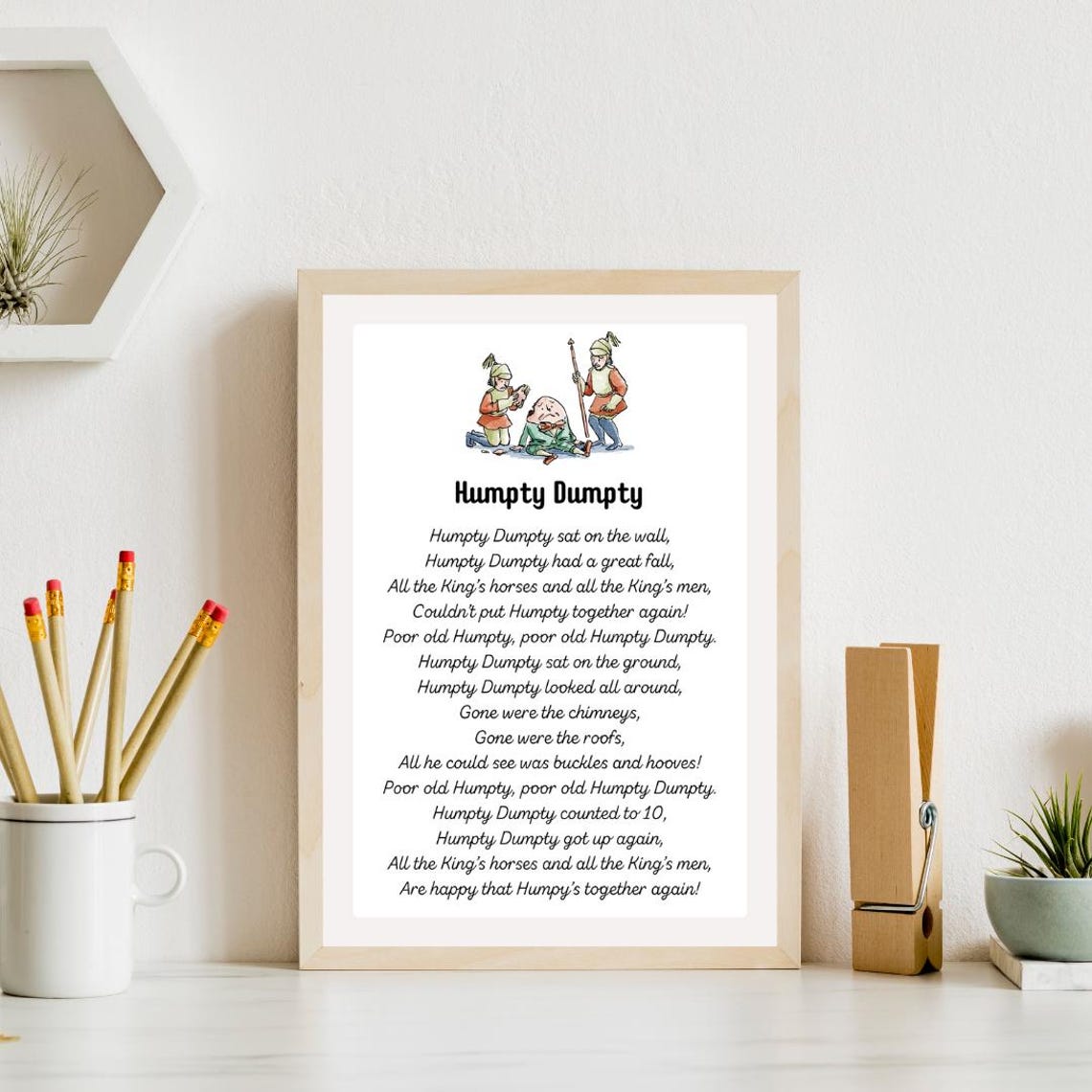 Humpty Dumpty Nursery Rhyme Lyrics Illustrated Storybook Poster - Image 4