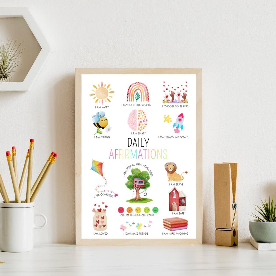 Daily Affirmations For Kids Illustrated Positive Quotes Poster Chart - Image 4