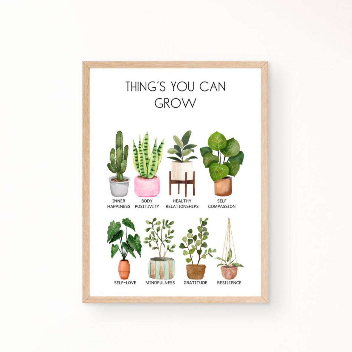 Things You Can Grow Watercolor Plant Mindfulness Self Love Poster