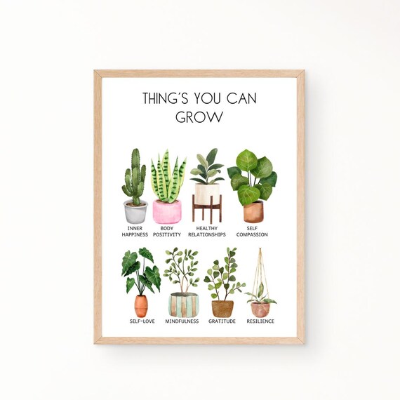 Things You Can Grow Watercolor Plant Mindfulness Self Love Poster