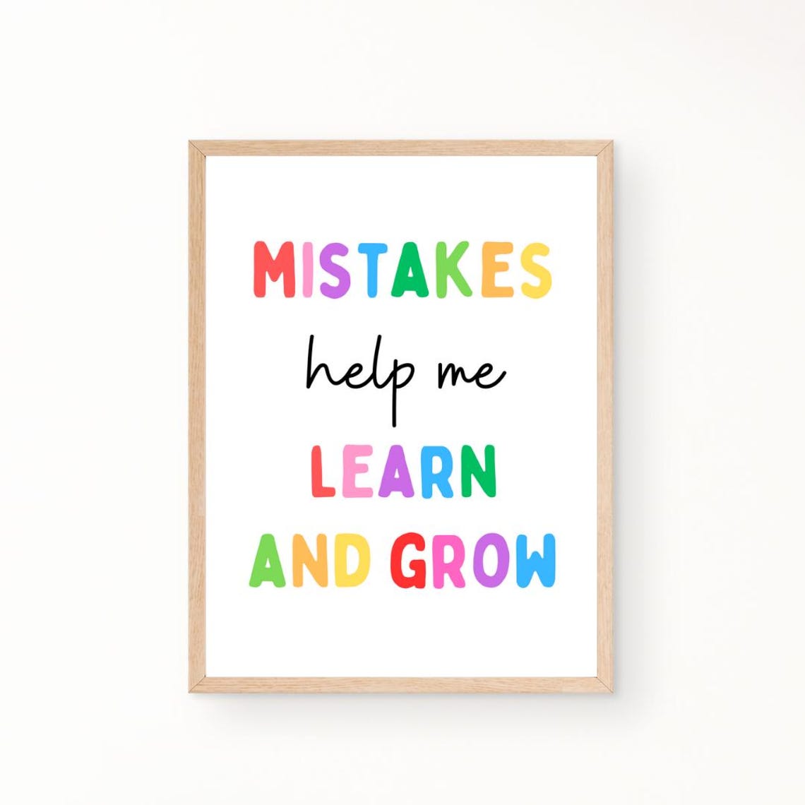 Mistakes Help Me Learn And Grow Rainbow Classroom Motivation Poster