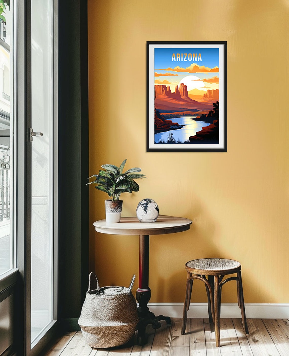 Arizona Desert Sunset Red Rock Buttes River Retro Travel Poster - Image 2