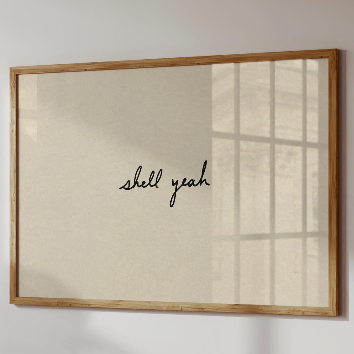 Shell Yeah Minimalist Beach Quote Neutral Decor Poster Art Gift
