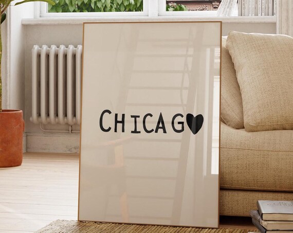 Cute Chicago Print Chicago Wall Art Chicago Illinois Art Minimalist Heart Poster Chicago Decor Chicago Il Poster 1 Print