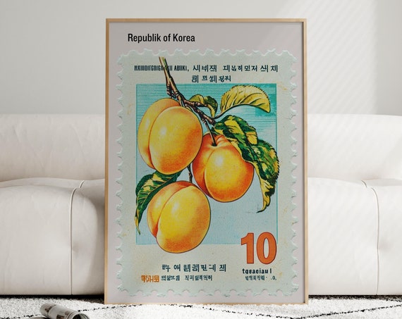 Postal Stamp Wall Art Fruit Of The Spirit For Retro Kitchen Print Peach