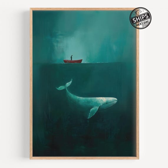 Humpback Whale Vintage Poster, Giant Ocean Wall