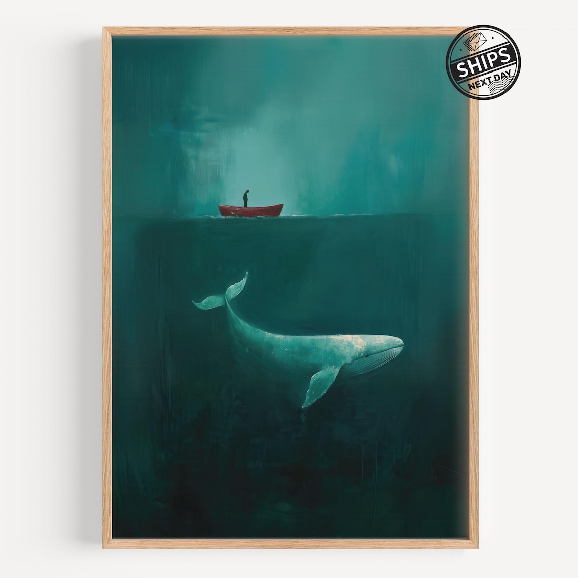 Humpback Whale Vintage Poster, Giant Ocean Wall