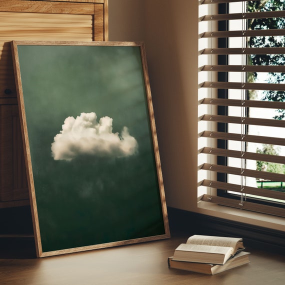 Sage Cloud Painting Abstract Print Wall Art Beige Maximalist Decor
