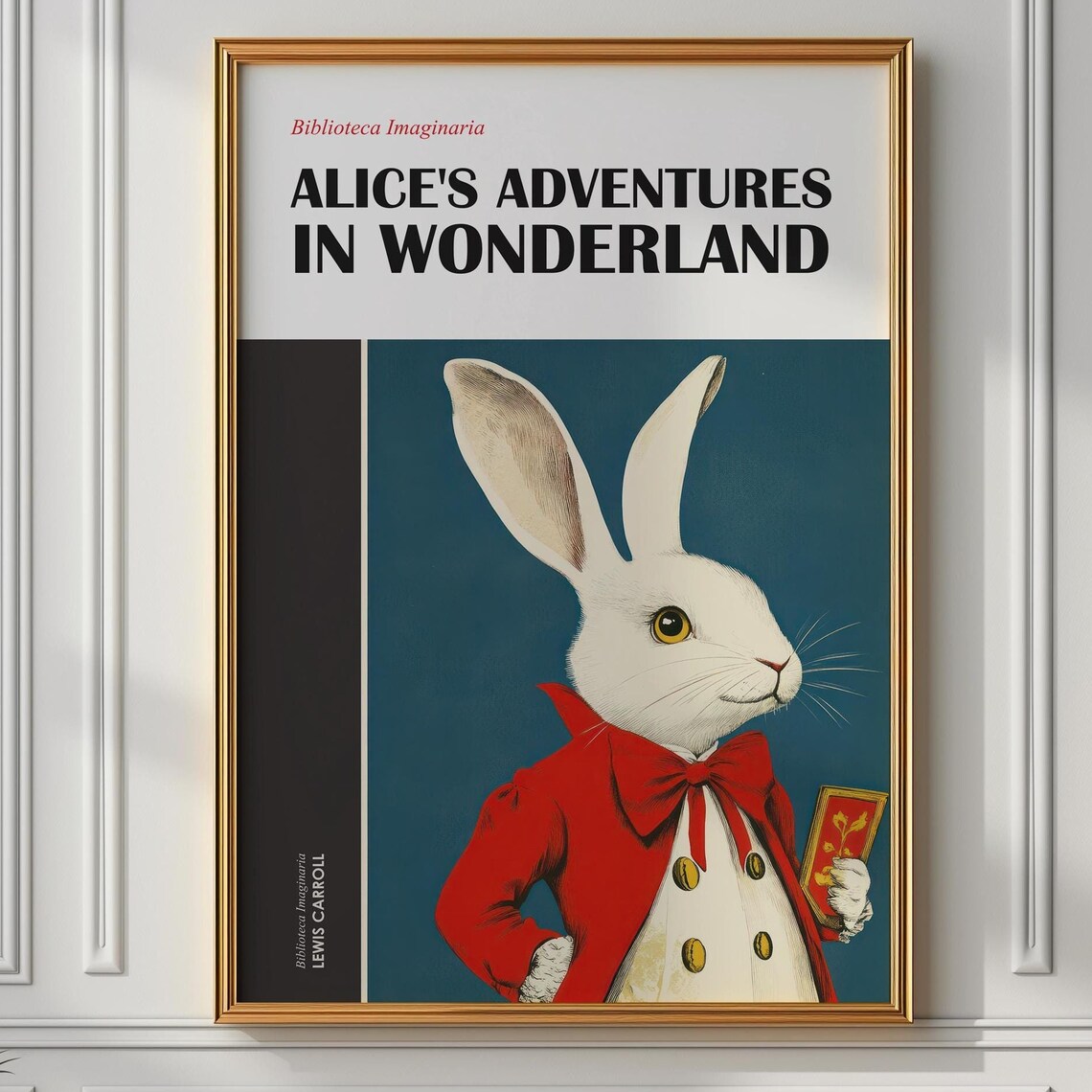 White Rabbit Alice in Wonderland Book Cover Illustration Poster