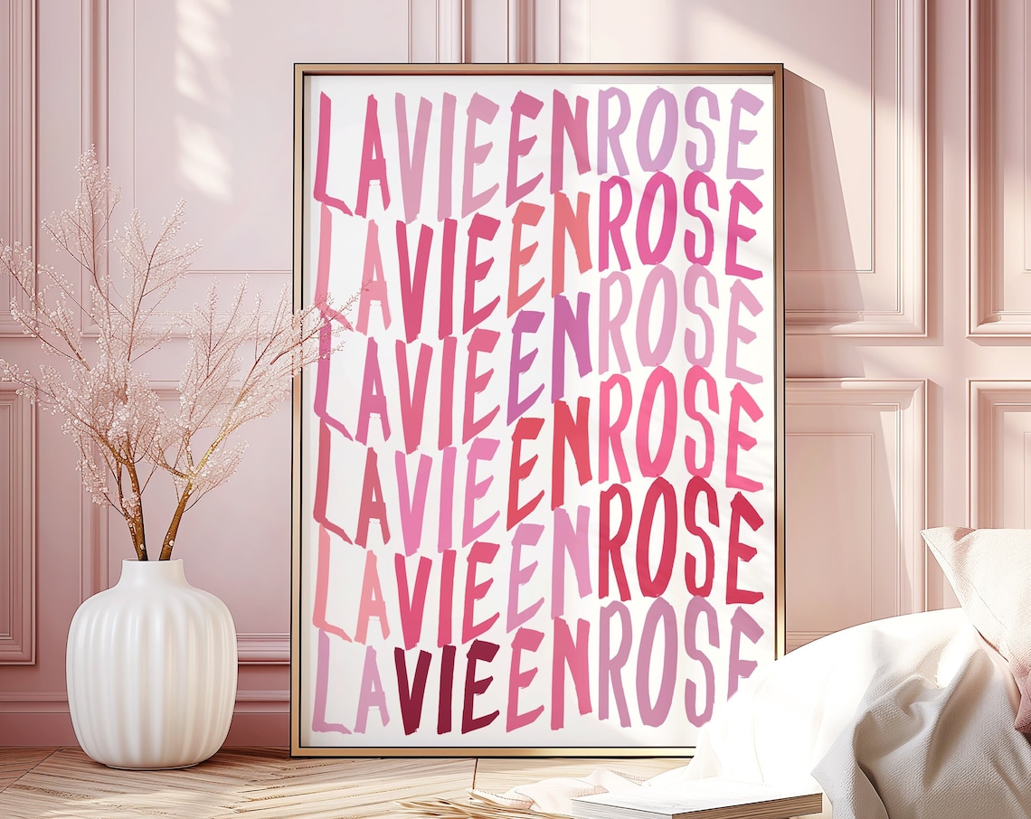 La Vie En Rose French Quote Retro Art Print
