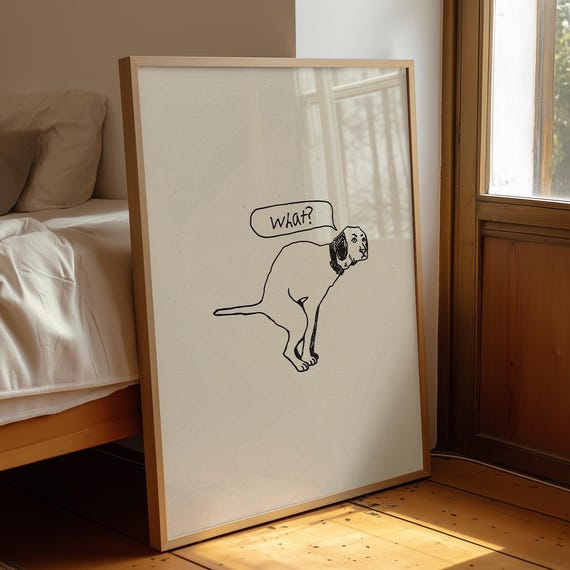 Funny Dog Pooping Minimalist Line Drawing