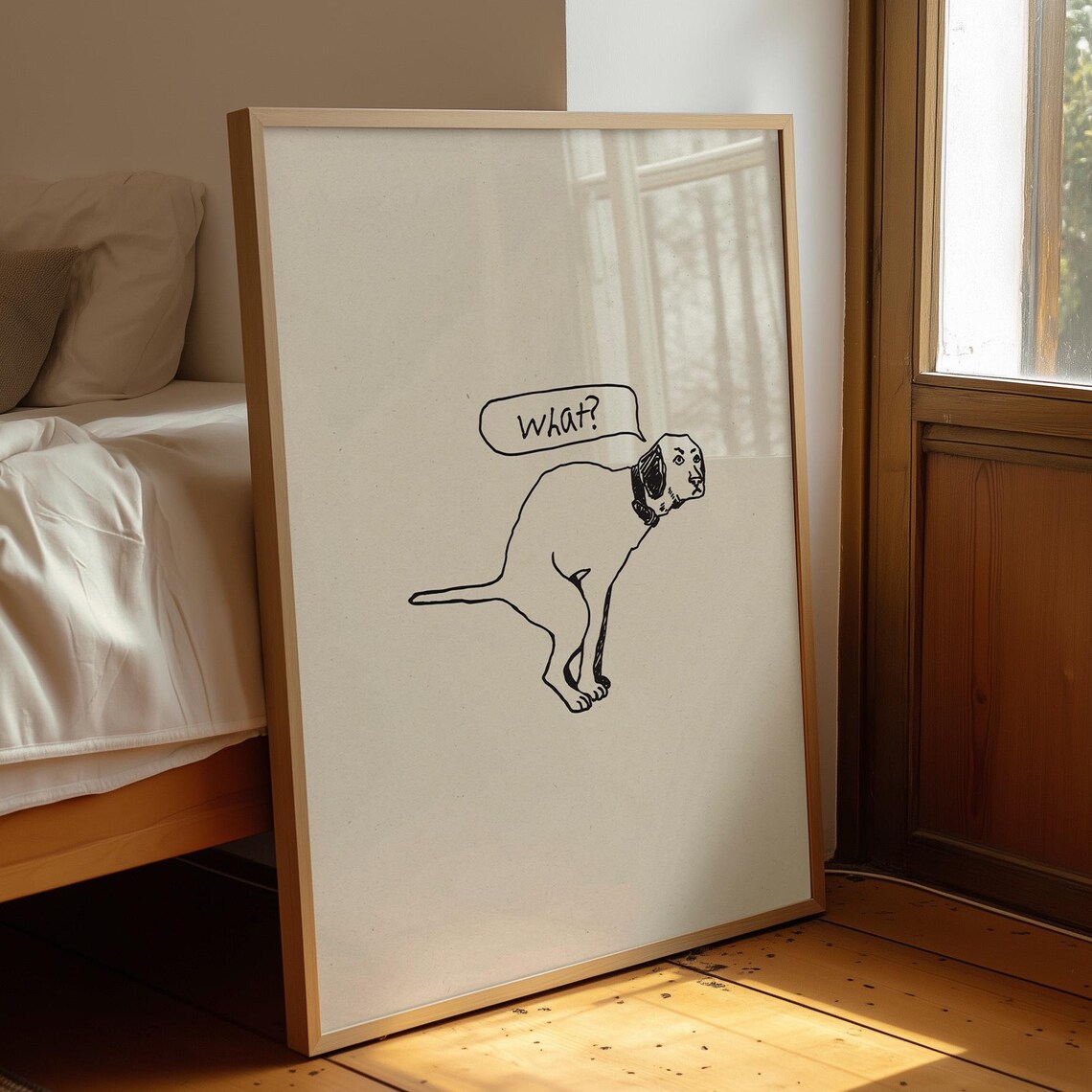 Funny Dog Pooping Minimalist Line Drawing