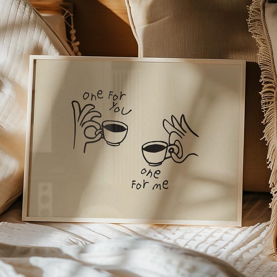 Hand Drawn Coffee Line Art, Small Space Decor