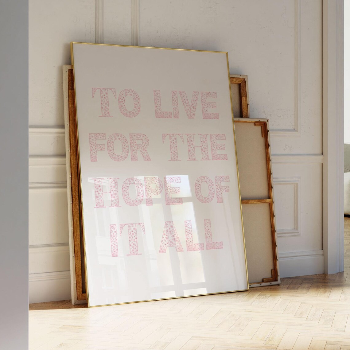 To Live For The Hope Of It All Pink Floral Lyric Quote Wall Art - Image 2