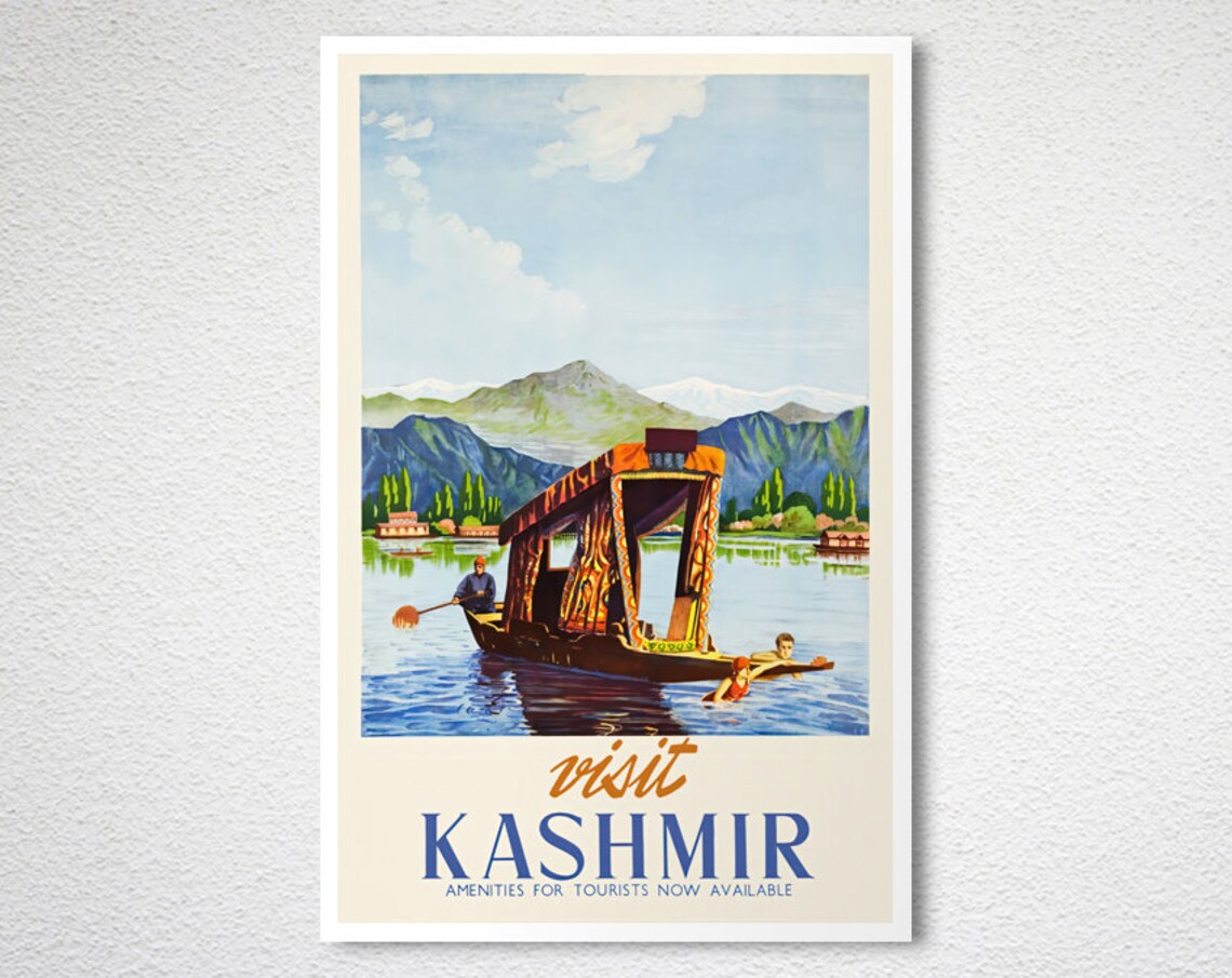 Visit India Kashmir Vintage Travel Poster, Travel Poster - Image 2