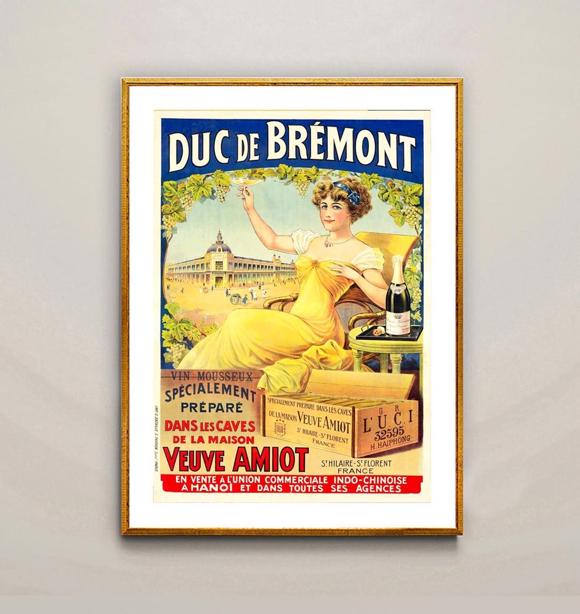 Duc De Bremont Champagne Vintage French Advertising Poster Lady - Image 2
