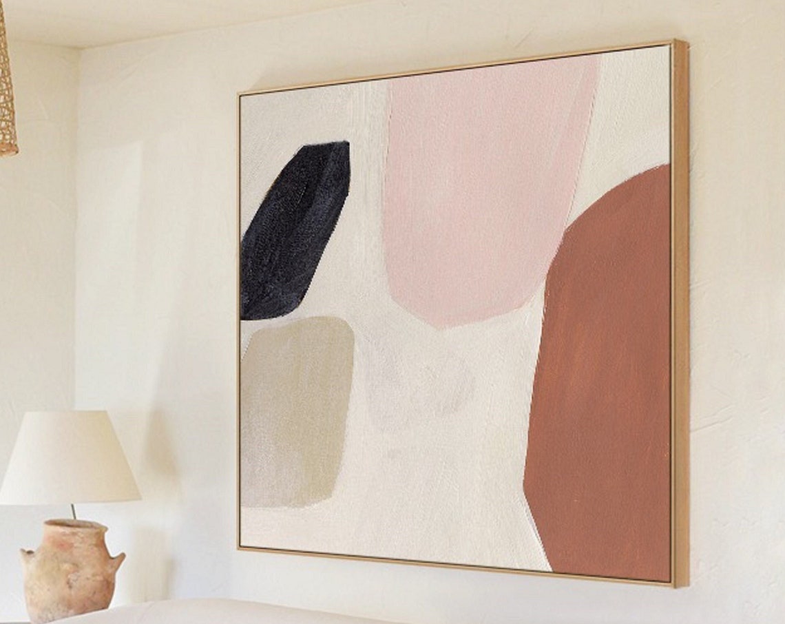 Original Abstract Painting Beige Abstract Painting On Beige Pink Minimalist Abstract Painting Beige Wall Art Beige Wall Art