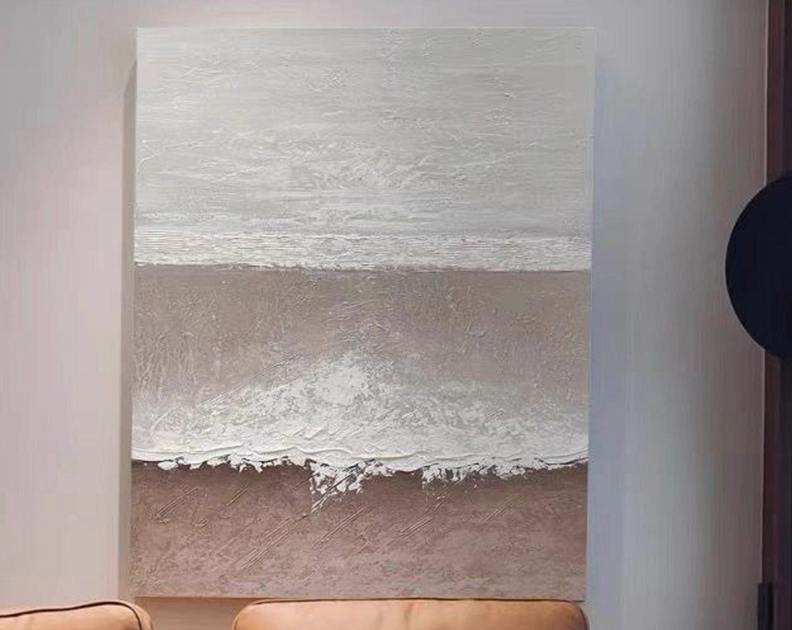Beige And White Abstract Painting Beige And White Wall Art Painting On Acrylic Painting Beige White Wall Paintings Textured Painting - Image 5