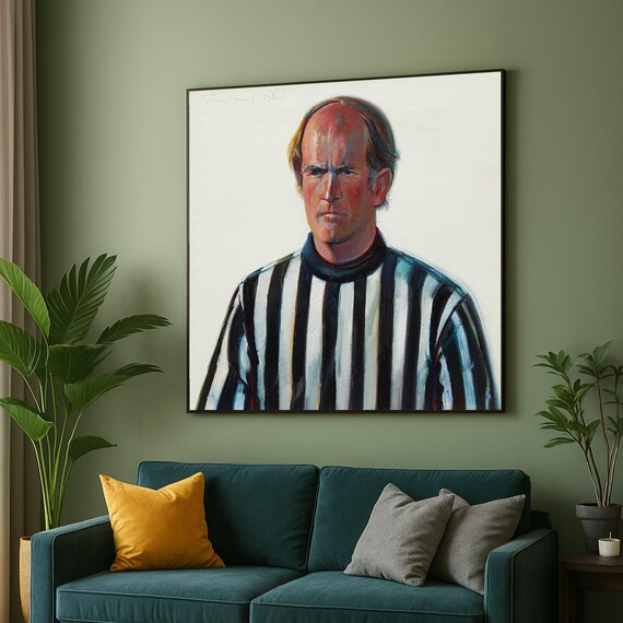 Wayne Thiebaud Portrait Canvas Bold Striped Shirt Wall Art Contemporary Figurative Painting Expressive Male Decor Ready