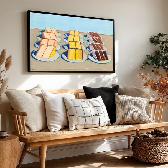 Rows of Cake Slices on Plates Colorful Pop Art Painting Poster