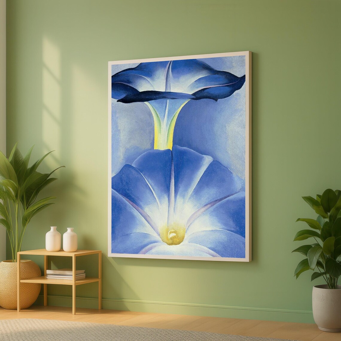 Blue Morning Glory Flower Closeup in Vivid Indigo Botanical Poster