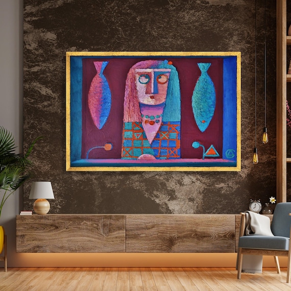 Colorful Geometric Woman Portrait Abstract Modern Expressionist Poster