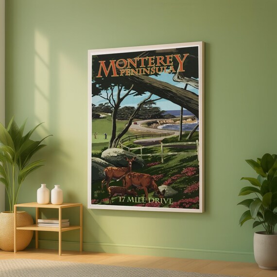 Monterey Peninsula 17 Mile Drive Deer Meadow Vintage Wall Poster