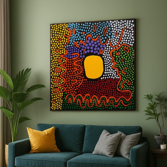 Colorful Yayoi Kusama Style Wall Art Vibrant Polka Dot Abstract Canvas Modern Home Decoration Bold Patterned Print