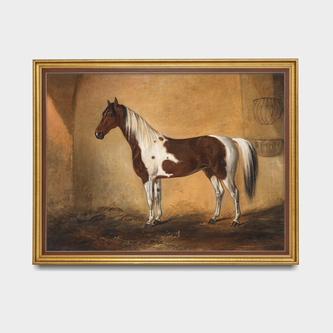 Horse in a Stable Vintage Equestrian Art Print - Image 3