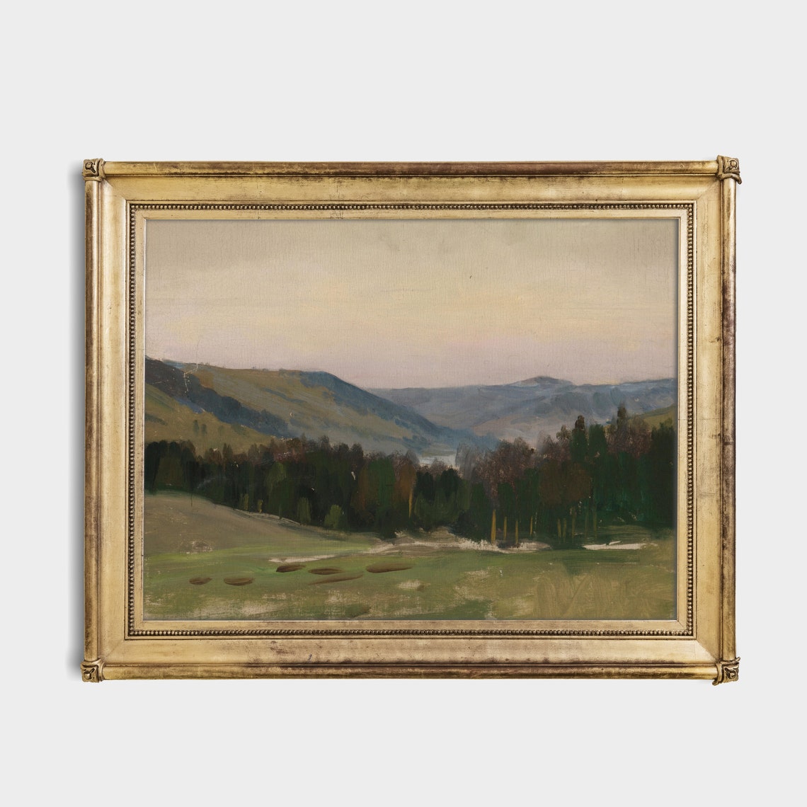 Blue Mountain Ridges Above a Forest Meadow Valley View Poster - Image 2