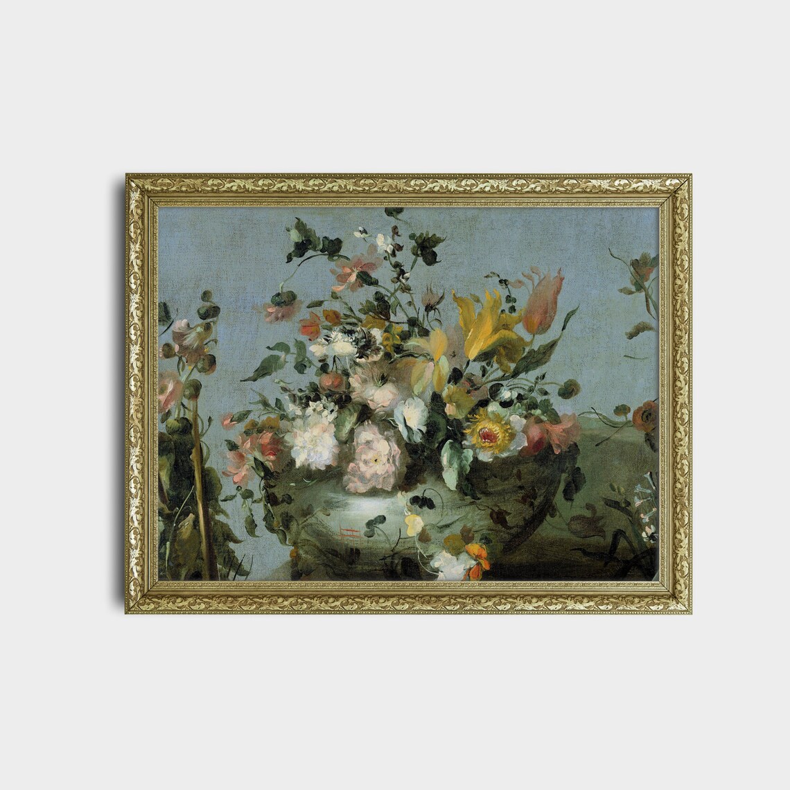 Baroque Floral Bouquet with Tulips Antique Still Life Painting Poster - Image 3